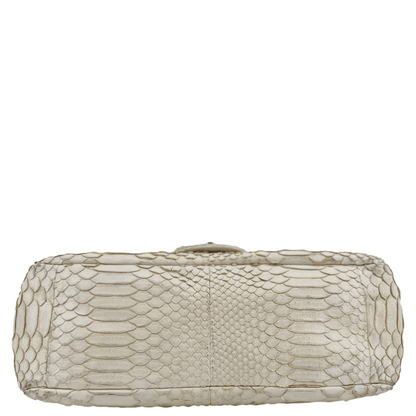 CHANEL Flap Python Leather Crossbody Bag Ivory