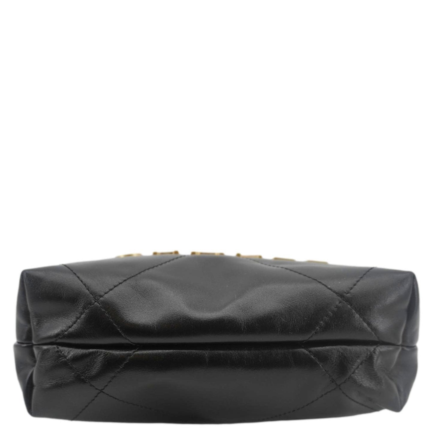 CHANEL 22 Mini Shiny Calfskin Leather Chain Crossbody Bag Black