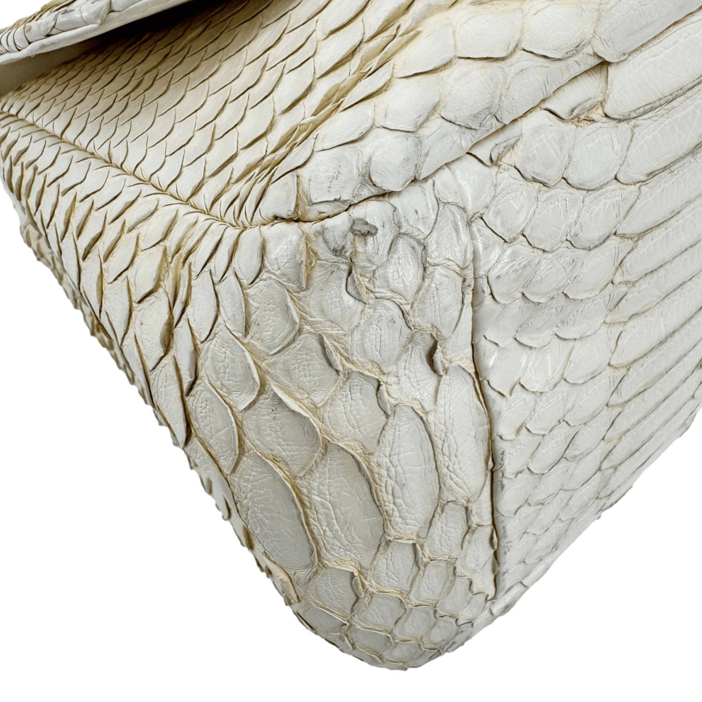 CHANEL Flap Python Leather Crossbody Bag Ivory