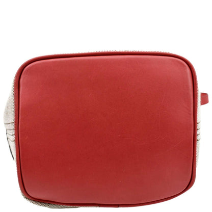 BURBERRY Susanna Check Canvas Bucket Shoulder Bag Red