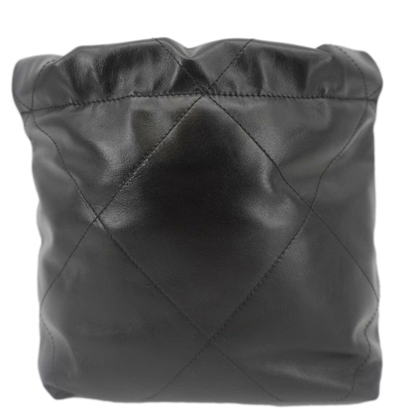 CHANEL 22 Mini Shiny Calfskin Leather Chain Crossbody Bag Black