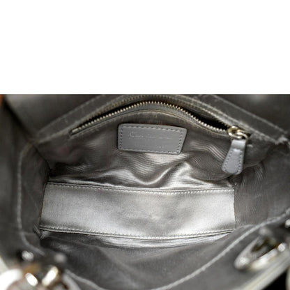 CHRISTIAN DIOR Mini Lady Dior Crystal Embellished Satin Shoulder Bag Gray