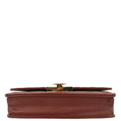 CHANEL Golden Class Quilted Caviar Leather Wallet on Chain Bag Maroon