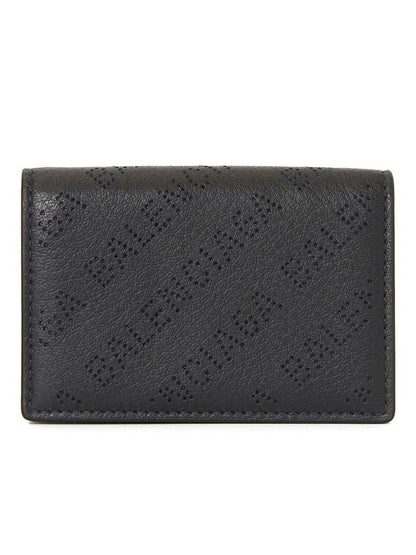 Luxury Balenciaga Trending 2025 Logo Perforated Half Wallet Black