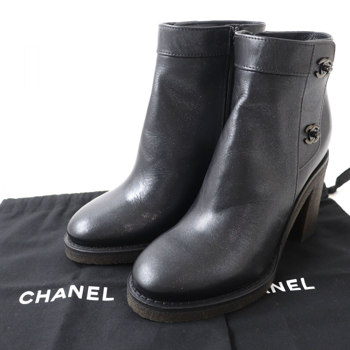 CHANEL boots Main: Leather black Women 37