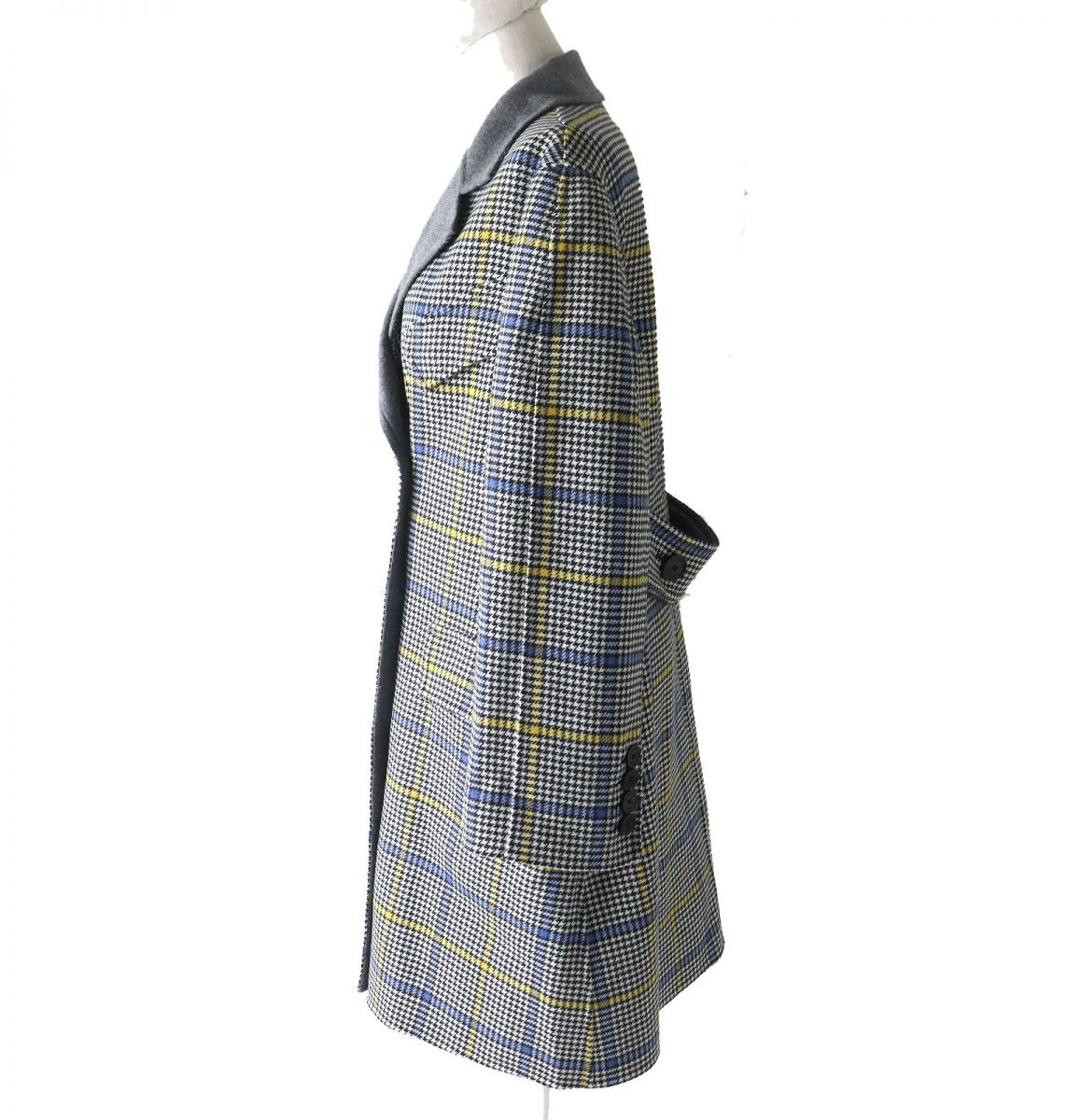 BURBERRY coat Outer: 95% wool, Outer: 4% cashmere, Outer: 1% other, Lining: 100% viscose (rayon) Gray x multicolor Women 34