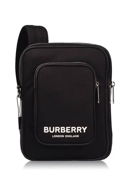 Luxury Burberry Logo Print Kieran Cross Bag Black