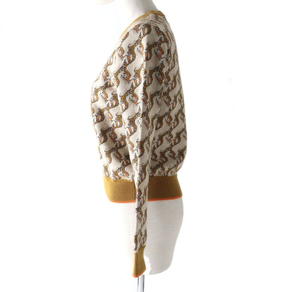 BURBERRY knit Main: 87% wool, Main: 13% polyester Brown x Beige x Orange type Women XS