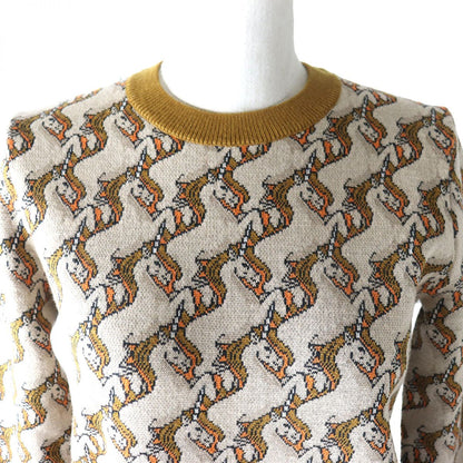 BURBERRY knit Main: 87% wool, Main: 13% polyester Brown x Beige x Orange type Women XS