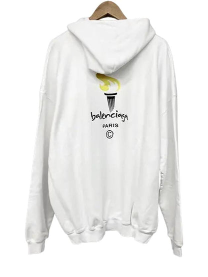 Luxury Balenciaga Trending 2025 Embroidered Flame Logo Hoodie White