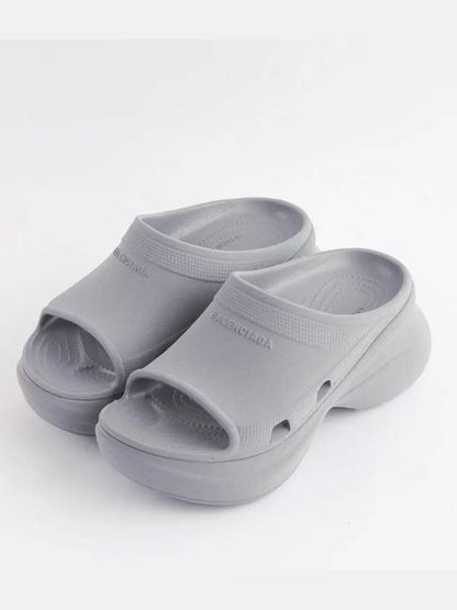 Luxury Balenciaga Trending 2025 Pool Platform Slipper Grey
