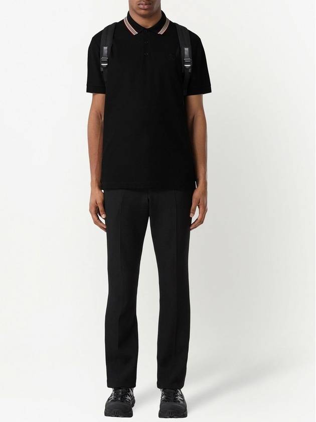Luxury Burberry Icon Stripe Short Sleeve Polo Shirt Black