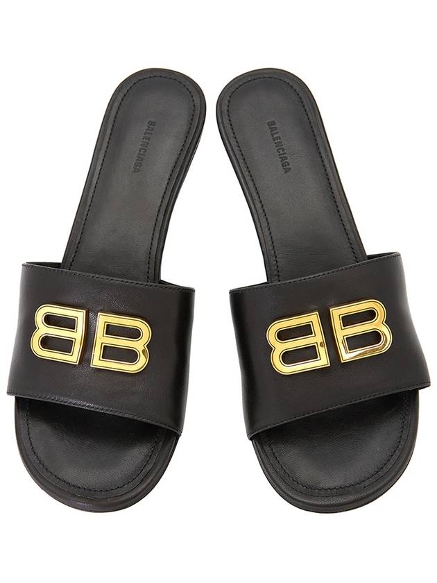Luxury Balenciaga Trending 2025 BB Leather Slipper Heels Black