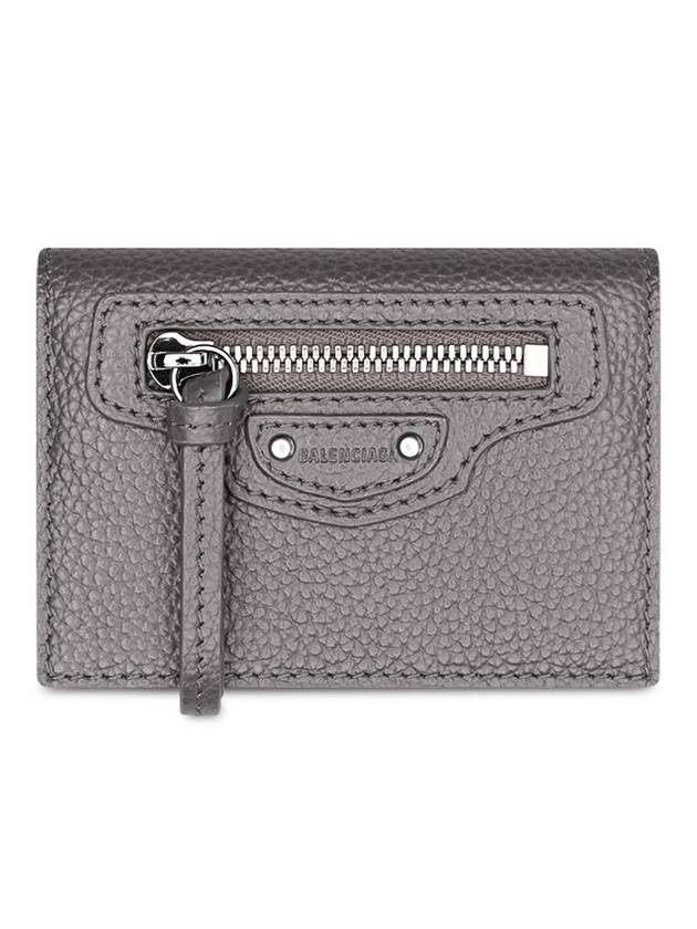 Luxury Balenciaga Trending 2025 Neo Classic Logo Tri-Fold Half Wallet Grey