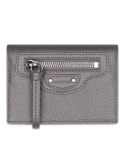 Luxury Balenciaga Trending 2025 Neo Classic Logo Tri-Fold Half Wallet Grey