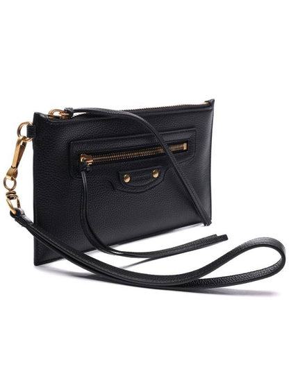 Luxury Balenciaga Trending 2025 Neo Classic Grained Calfskin Clutch Bag Black