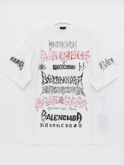 Luxury Balenciaga Trending 2025 Cotton Crew Neck Short Sleeve T-shirt White
