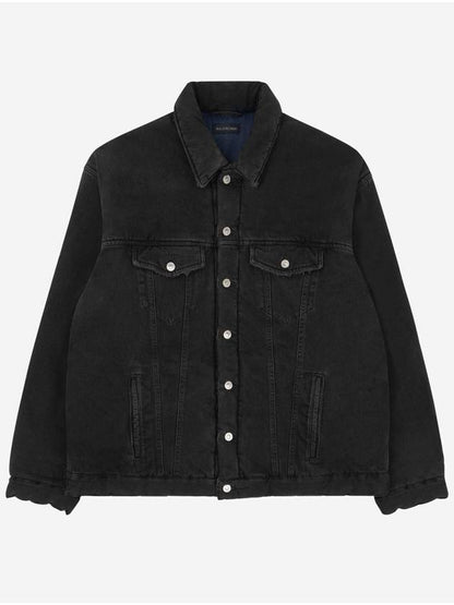 Luxury Balenciaga Trending 2025 Padded Japanese Denim Jacket Black