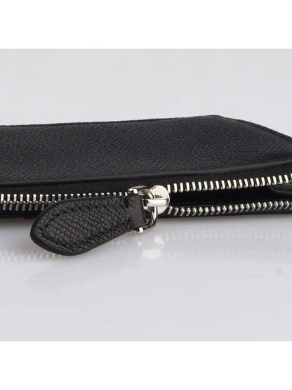 Luxury Burberry TB Logo Zipper Calfskin Card Wallet Black