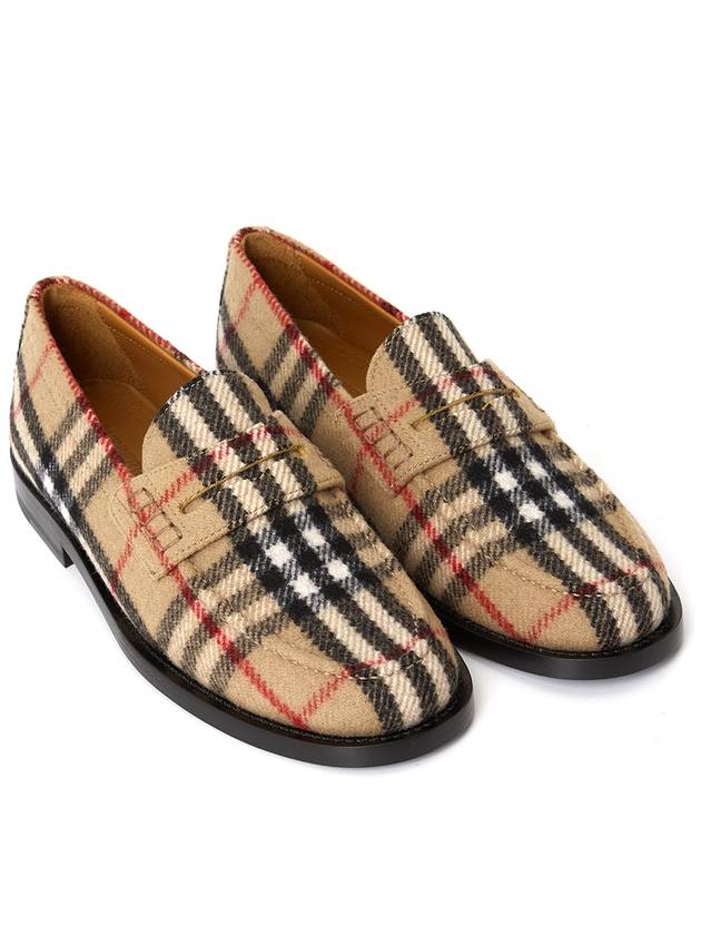 Luxury Burberry Checked Wool Loafers Archive Beige