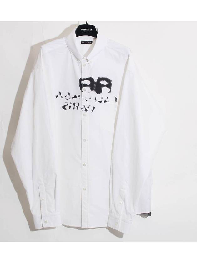 Luxury Balenciaga Trending 2025 Hand Drawn BB Overfit Long Sleeve Shirt White