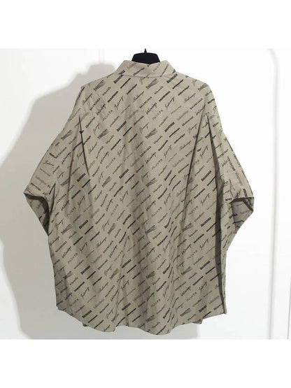 Luxury Balenciaga Trending 2025 Men's Allover Logo Long Sleeve Shirt Dust Black