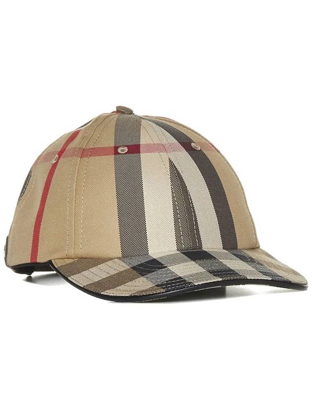 Luxury Burberry Detail Check Cotton Logo Ball Cap Beige