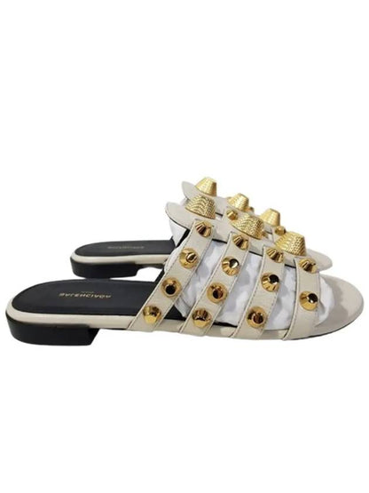 Luxury Balenciaga Trending 2025 Stud Strap Slippers White