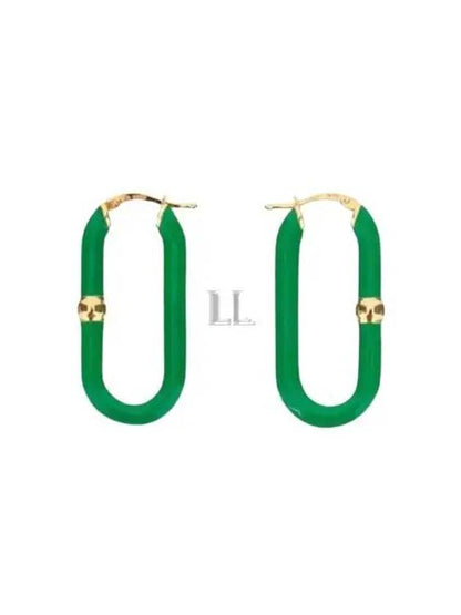 Luxury Bottega Veneta Enamel Hoop Earrings Green