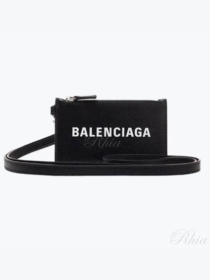 Luxury Balenciaga Trending 2025 Cash Keyring Card Case Black Silver