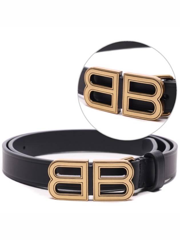 Luxury Balenciaga Trending 2025 Hourglass Thin Leather Belt Black