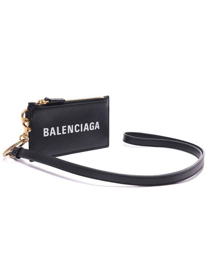 Luxury Balenciaga Trending 2025 Logo Cash Keyring Card Wallet Black
