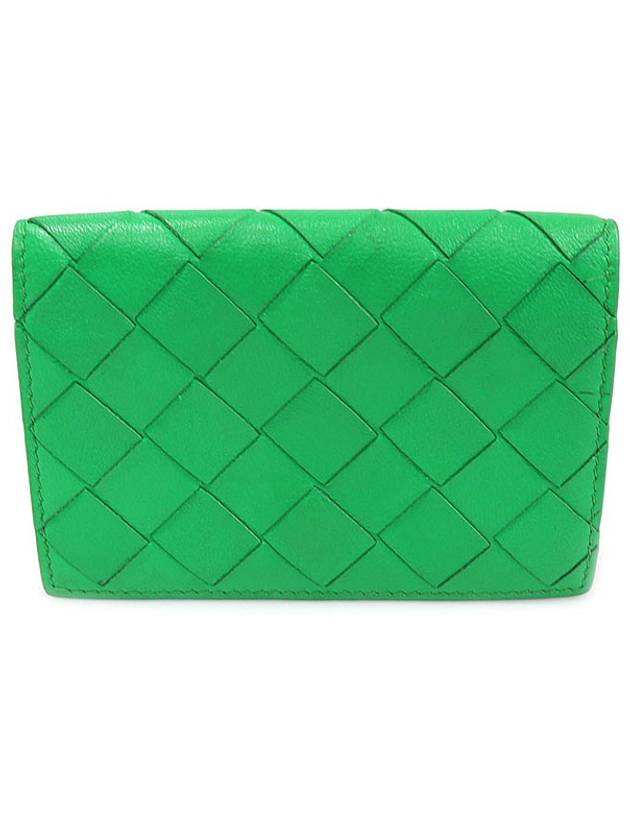Luxury Bottega Veneta 667141 Green Paraket Lambskin Intrecciato Business Card Holder