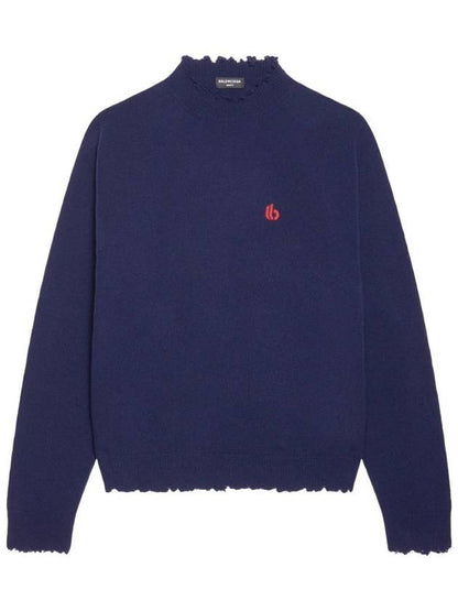 Luxury Balenciaga Trending 2025 B Logo Knit Top Navy