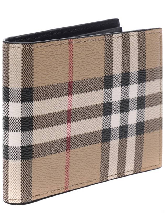 Luxury Burberry Men's Vintage Check Pattern Half Wallet Brown