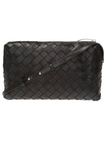 Luxury Bottega Veneta Intrecciato Leather Mini Cross Bag Black