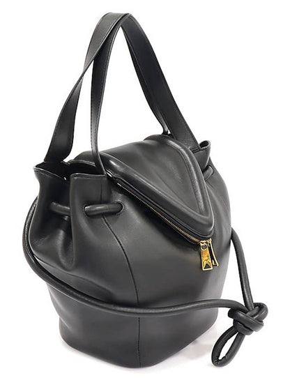Luxury Bottega Veneta 666531 Black Vitello Nappa Gold Veil Bag Small 2WAY