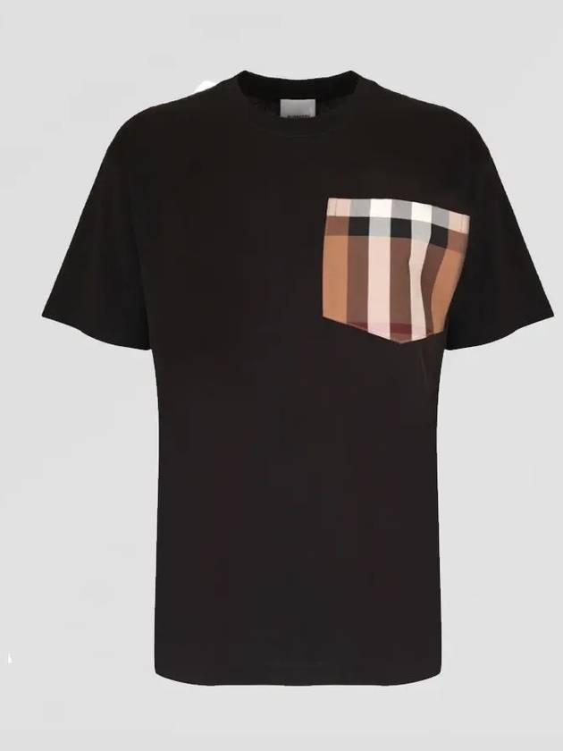 Luxury Burberry Vintage Check Pocket Short Sleeve T-Shirt Black