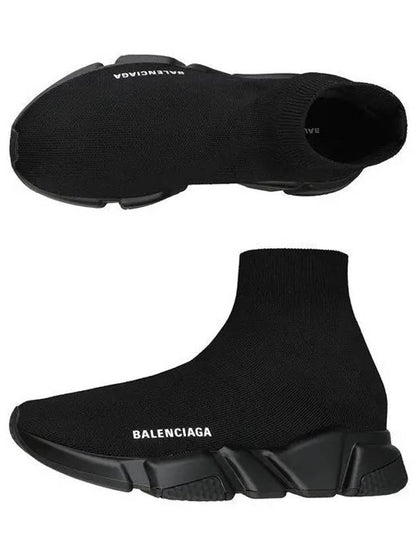 Luxury Balenciaga Trending 2025 Men's Speed Recycle Knit High-Top Sneakers Black