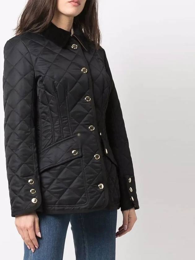Luxury Burberry Corduroy Color Diamond Quilting Jacket Black