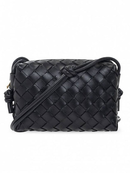 Luxury Bottega Veneta Intrecciato Loop Small Leather Cross Bag Black