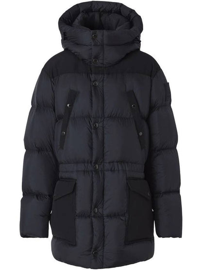 Luxury Burberry Logo Applique Nylon Padding Charcoal Grey