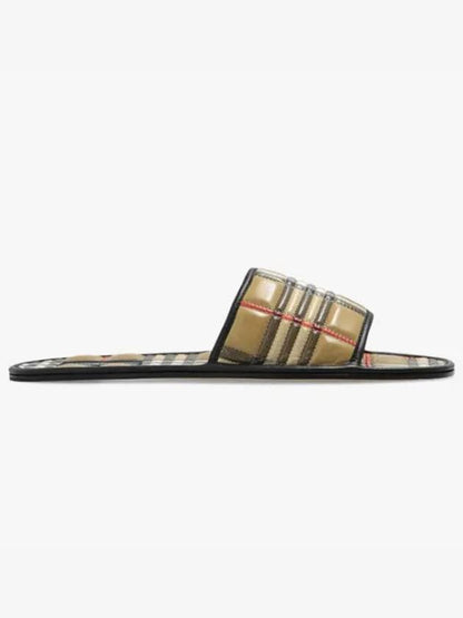 Luxury Burberry Check Quilted Slippers Beige