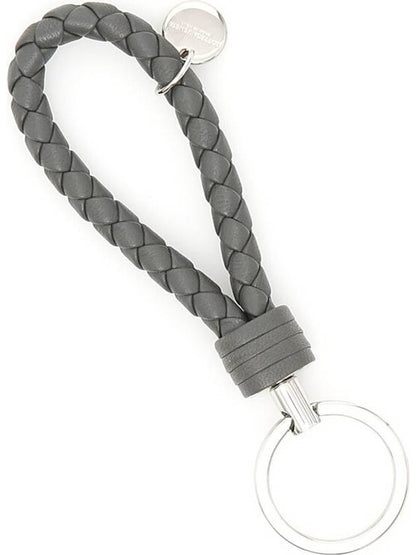 Luxury Bottega Veneta Intrecciato Leather Key Holder Grey