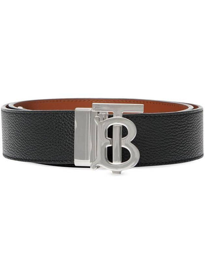 Luxury Burberry Reversible Monogram Leather Belt Black