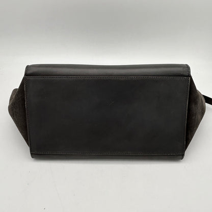 Luxury CELINE Smooth Calfskin Suede Medium Trapeze Bag Dark Grey