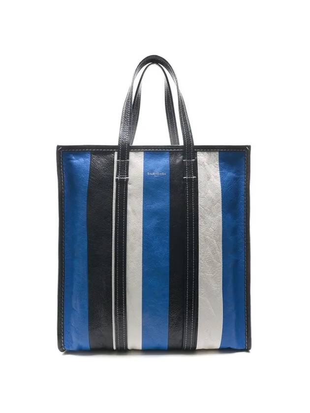 Luxury Balenciaga Trending 2025 Bazar Striped Shopper Medium Tote Bag Blue