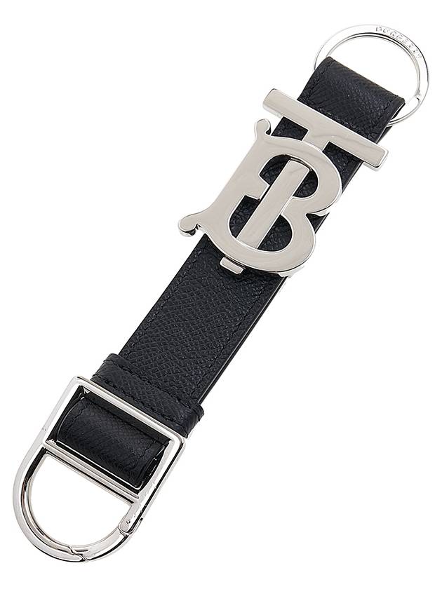 Luxury Burberry Monogram Motif Grainy Leather Key Holder Black