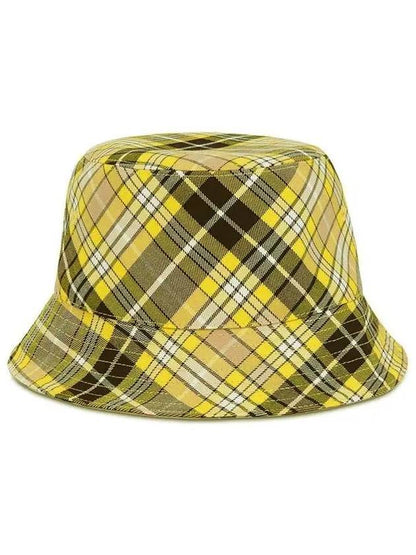 Luxury Burberry Vintage Check Reversible Bucket Hat Yellow