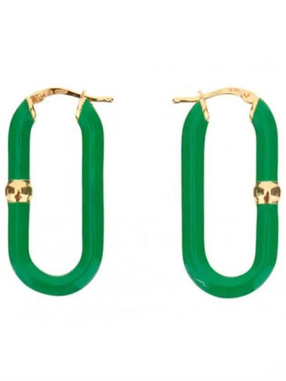 Luxury Bottega Veneta Enamel Hoop Earrings Green